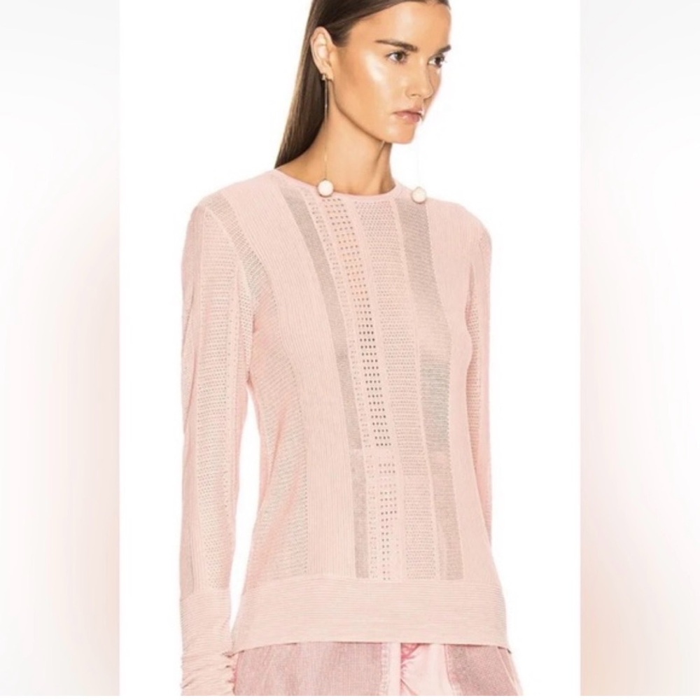 Equipment - Laurier Pink Knit Mesh Light Sweater - XS